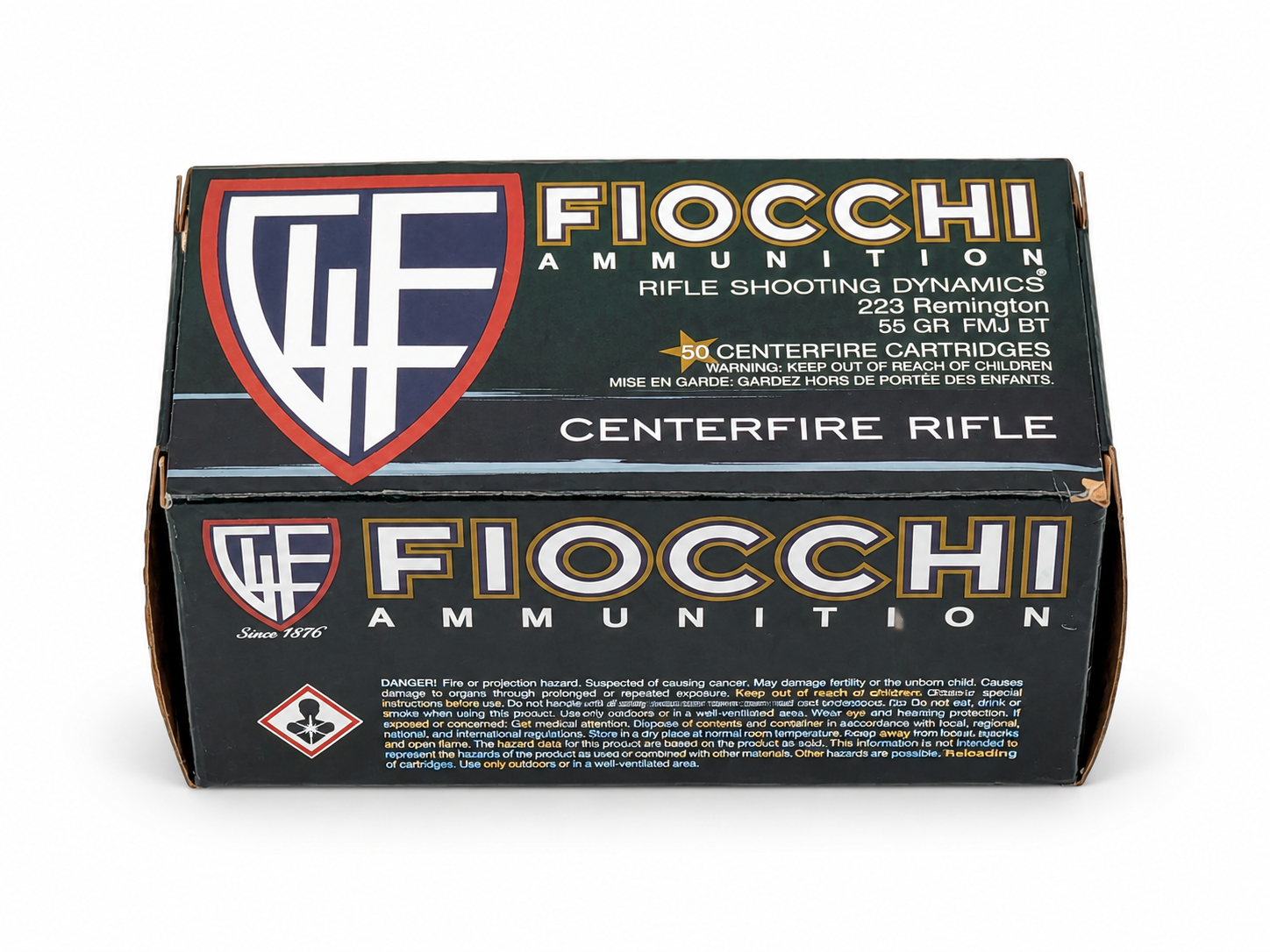 Fiocchi Rifle Shooting Dynamics .223 Remington 55 Grain FMJ BT Ammo, 50 Rounds – Box 1 of 3