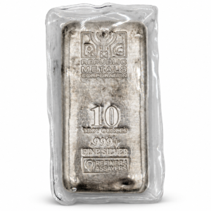 Republic Metals Corporation 10 Troy Ounce .999+ Fine Silver Bar